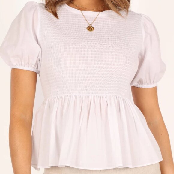 NWT Petal & Pup Short Sleeve Round Neckline Cotton White Top Minot, size 2 - Picture 3 of 4